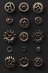 Aufkleber - Industrial gears on a black background, suitable for engineering and technology concepts