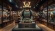 Museum Showcase of Ancient Samurai Armor, generative ai