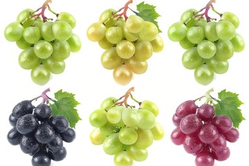 Poster - Ripe bunch of grapes with green leaves, perfect for wine or fruit concept