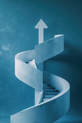 Poster - A spiral staircase with an arrow pointing upward. Suitable for business concepts