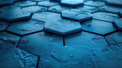 Aufkleber - Detailed view of a blue tiled floor, suitable for interior design concepts