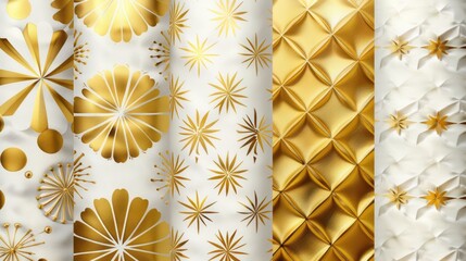 Poster - Stylish gold and white wallpapers for interior design projects