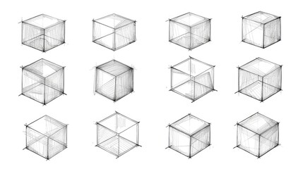 Aufkleber - Detailed drawing of a set of cubes. Suitable for educational materials