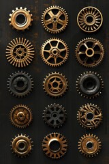 Aufkleber - Assorted gears displayed on a table, perfect for industrial design projects