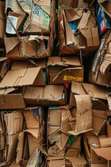 Poster - A pile of cardboard boxes stacked on top of each other. Suitable for packaging and storage concepts