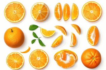 Poster - Fresh halved oranges on a clean white background. Ideal for food and healthy lifestyle concepts