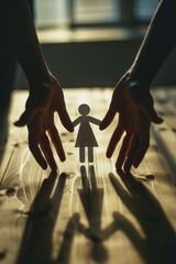 Aufkleber - Hands holding paper cutout of a couple, suitable for relationship or love concepts