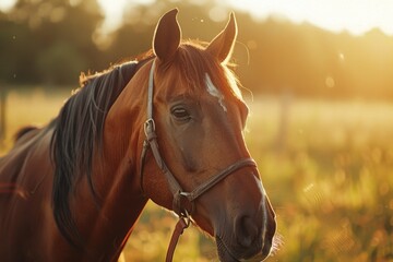 Canvas Print - Close up of a horse in a field, suitable for various projects