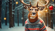 cute cartoon deer in a sweater creative