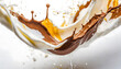 © HI Pictures - Visual Depiction of Liquid Chocolate and Caramel Colliding with Milk, Creating a Fantastical Form, Transformed into an Artistic Scene