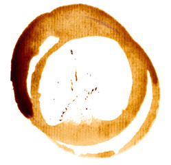 Poster - Round imprint of spilled black coffee on a white isolated background