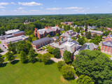 Fototapeta Londyn - Academy Building of Phillips Exeter Academy aerial view in historic town center of Exeter, New Hampshire NH, USA. This building is the main building of the campus. 