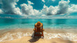 Beautiful seascape with sun lounger on tropical beach