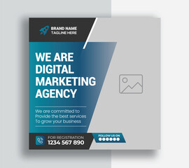 Wall Mural - Digital Marketing Agency Online Webinar Social Media Post Design | Corporate Business Promotion Social Media Web Banner, Square Flyer Unique Design Template	