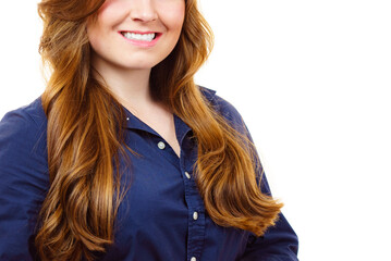 Canvas Print - Smiling woman with long healthy brown hair