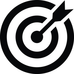 Target (bullseye) with arrow line art icon isolated on transparent background for apps and websites