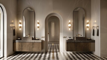 Stylish Bathroom With Checkered Floor