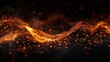 Illustration abstract fire embers particles with glitters texture on black background. AI generated