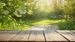 Spring beautiful background with empty wooden table
