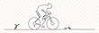 mountain bike in one continuous line drawing. Symbol of cyclist persistence in simple linear style. Editable stroke. Vector illustration