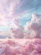 The sky is filled with pink clouds, creating a serene and peaceful atmosphere. The clouds are scattered throughout the sky, with some larger and more prominent than others