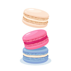 Wall Mural - Macarons dessert with different flavors	isolated on white background.
