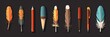 Write a vector icon set with a feather pen, pencil, pen, or paintbrush.  