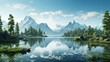 lake and mountains  high definition(hd) photographic creative image