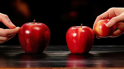 Canvas Print - red apple in hand  high definition(hd) photographic creative image