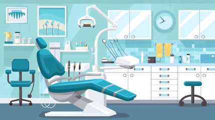 Flat Style Dental Office Concept with Equipment