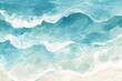 Abstract ocean waves, teal and blue watercolor background