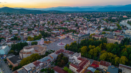 Wall Mural - Sunrise panorama view of central square in Kutaisi, Georgia