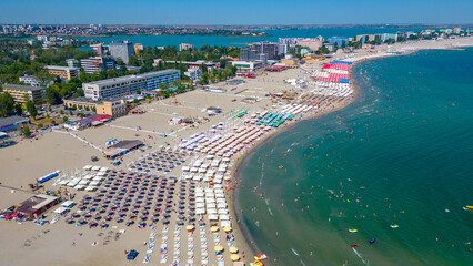 Wall Mural - Panorama view of Mamaia beach in Romania