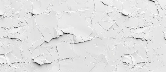 Poster - A detailed drawing of a white wall with cracks, resembling a snowy slope in winter. The freezing water has created art in the form of natural patterns