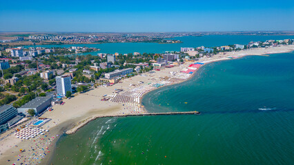 Wall Mural - Panorama view of Mamaia beach in Romania