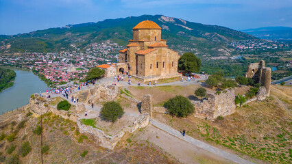 Wall Mural - Panorama view of Jvari Monastery during a sunny day in georgia