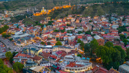 Wall Mural - Sunset view of Narikala fortress in Tbilisi, Georgia