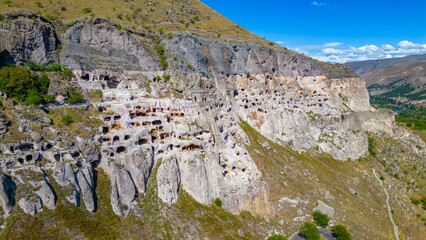 Wall Mural - Panorama view of Vardzia caves in Georgia