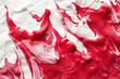 rich red and white fluid painting with swirls and marbled patterns