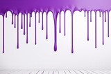 Fototapeta Perspektywa 3d - Purple paint dripping on the white wall water spill vector background with blank copy space for photo or text
