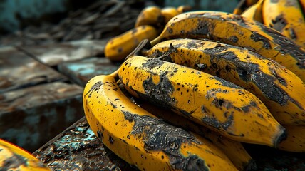 Wall Mural - Vibrant Cluster: Close-Up Image Showcasing Fresh Bananas