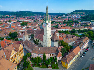 Wall Mural - Saint Margaret evangelical church in Romanian town Medias