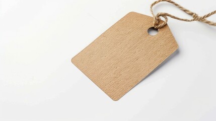 Blank price tag on white background. Price tag, cardboard label