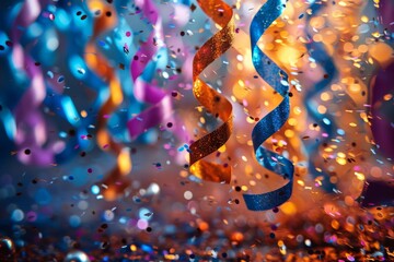 Poster - An enchanting image showing swirling streamers and falling confetti, encapsulating the energy of a festive bash