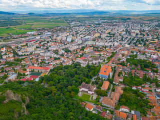 Wall Mural - Panorama view of Romanian town Deva