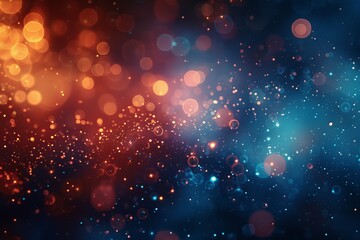 Poster - An abstract image of bokeh lights, blending warm reds and oranges with cool blues, symbolizing contrast and duality