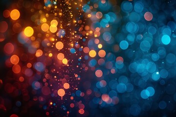 Poster - This image features a beautiful abstract pattern of defocused multicolored bokeh lights on a dark, moody backdrop