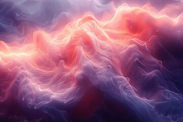 Poster - A stunning display of digital art with abstract waves flowing in rich pink and blue gradients, evoking a sense of movement