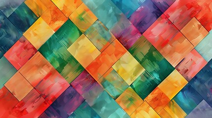 Wall Mural - Colorful Geometric Square Abstract Texture 