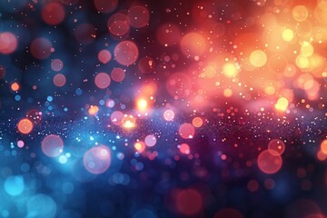 Poster - This image features a multitude of glowing bokeh lights creating a mesmerizing backdrop of blue and red hues, ideal for vibrant concepts